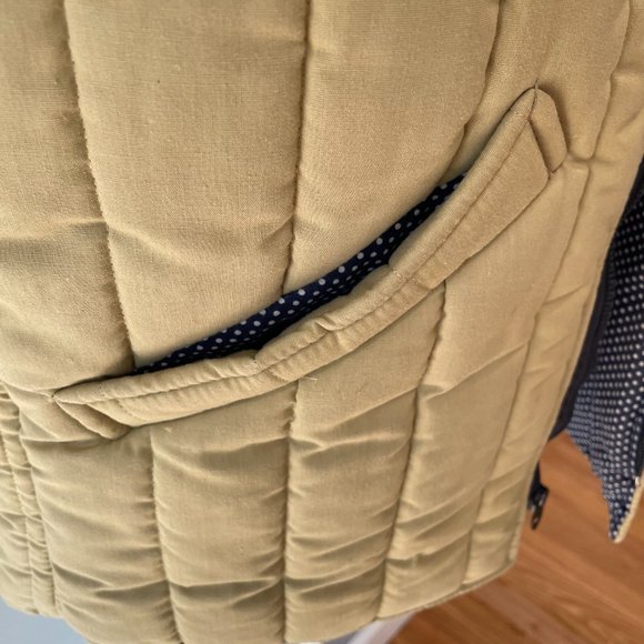 Marti Merritt Vintage 70s Quilted Vest Biege/Blue White Polka Dot Women’s Size M - Picture 6 of 11